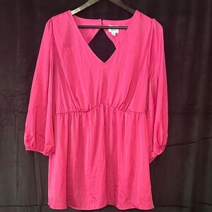 Vibrant Pink V-Neck Maternity Shirt